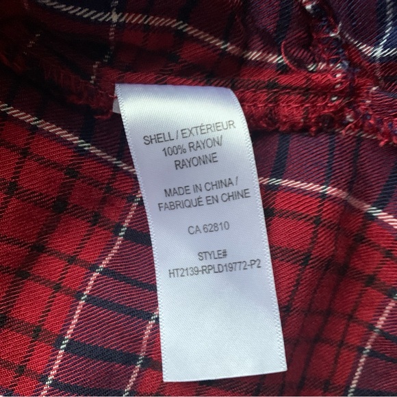 Rickis Burgundy Plaid Babydoll Peplum Shirt Blouse - Picture 7 of 8